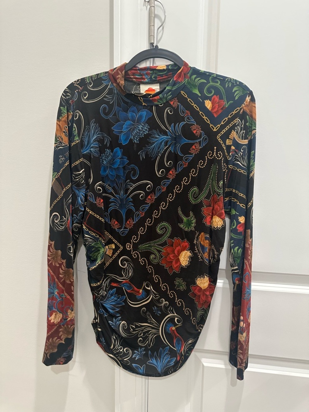 UNAVAILABLE FARM Rio Black Floral & Chain-Print Long Sleeve Top sold already
